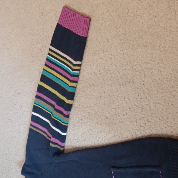 Christopher & Banks Navy Zip-Up Cardigan With Striped Sleeves - Picture 11 of 15